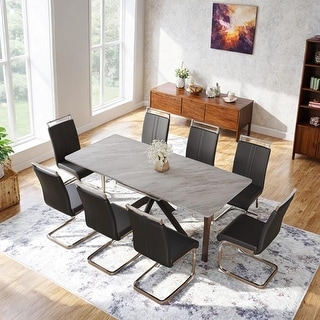 62.4" Extendable Dining Table Set,Large Modern Kitchen Table with Soft ...